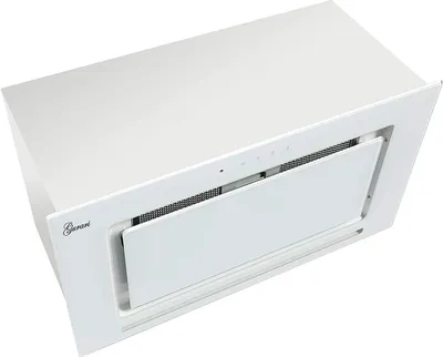 A white range hood is shown from a top-down diagonal angle against a white background.
