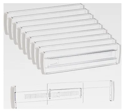 Produktbild von 10 Stück Verstellbare Transparente Schubladentrenner aus Kunststoff