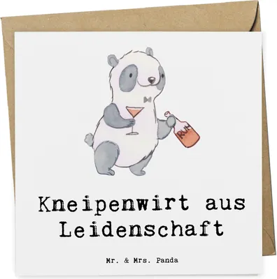 Produktbild von Mr. & Mrs. Panda Glückwunschkarte Kneipenwirt Leidenschaft - Weiß - Geschenk, Gaststätte, Grußkarte, Kneipe, anlasskarte, Klappkarte, Bar, faltkarte, doppelkarte, Witzig