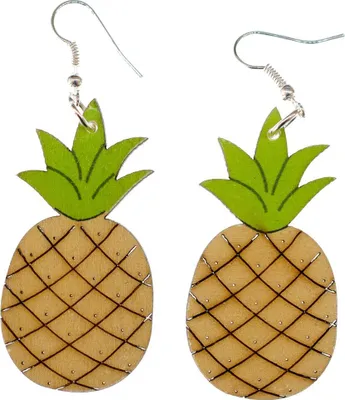 Produktbild von Ananas Ohrringe Miniblings Hänger Sommer Frucht Obst Urlaub Holz grün