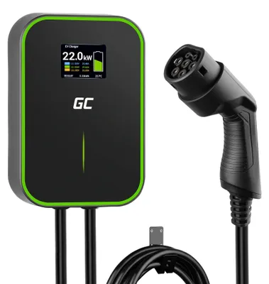 Produktbild von Ladestation für Elektroautos und Hybridfahrzeuge, 22 kW, Typ 2, Kabel 6 Meter, Aluminiumgehäuse