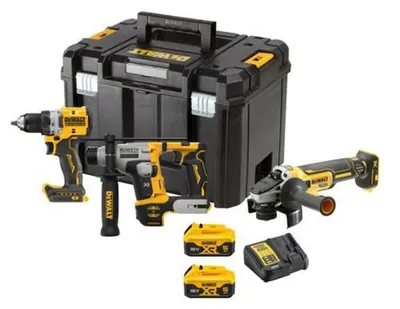 DEWALT Elektrowerkzeug-Set Combo 18V DCK355P2T mit Bohrschrauber DCD800, Bohrhammer DCH172 und Winkelschleifer DCG405