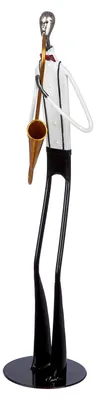 Imagen del producto de Gilde Figur, "Banda de jazz", saxofón, metal, negro, blanco, paquete de 2 unidades, largo: 10 cm, ancho: 10,5 cm, alto: 41 cm. Código: 51862. Número de artículo: 4063387518625