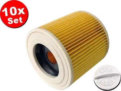 Produktbild von 10x Patronen-Filter inkl. Verschlussschraube für Kärcher WD 3 P Premium WD 3 Premium WD 3 Premium Car Kit WD 3 Premium Fireplace WD 3 Premium Home WD 3 P Workshop WD 3.5 P Premium WD 3.200 WD 3.200 AF