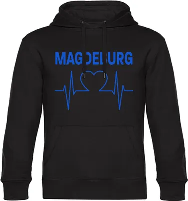 Produktbild von multifanshop Kapuzen Sweatshirt - Magdeburg - Herzschlag, schwarz, Größe XXL