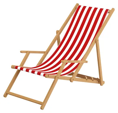 Produktbild von Liegestuhl rot-weiß Gartenliege Sonnenliege Strandstuhl Klappstuhl Deckchair Buche natur 10-314N