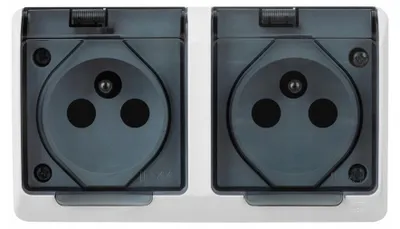 Produktbild von Hermetische Doppel-Aufputzsteckdose weiß HERMES 0322-01 ELEKTRO-PLAST
