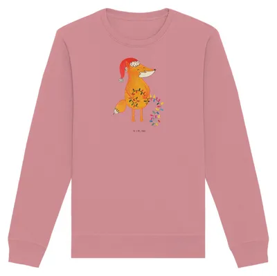 Produktbild von Mr. & Mrs. Panda Baumwoll Pullover Fuchs Weihnachten Größe S - Canyon Pink - Geschenk, Heiligabend, Weihnachtsmann, Nikolaus, Pulli, Sweater, Sweatshirt, Nachhaltiger