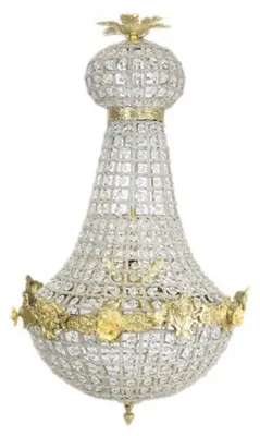 Image de Suspension baroque Casa Padrino, dorée, avec cristaux de verre, 75 x 40 cm, style antique - Lustre somptueux
