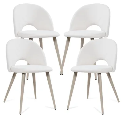 Immagine prodotto di Set di 4 sedie da pranzo «Karijoki» con imbottitura in tessuto, gambe in metallo, 77 x 50 x 55 cm, beige