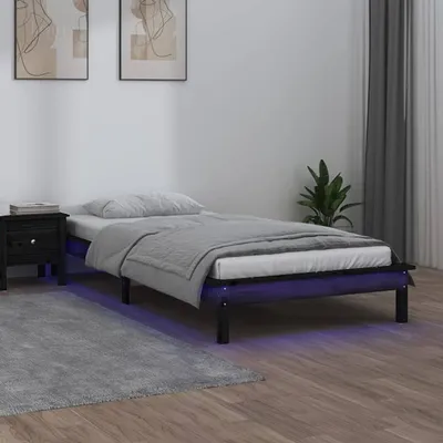 Immagine prodotto di Maison Exclusive - Letto in legno massello con LED nero 90x200 cm