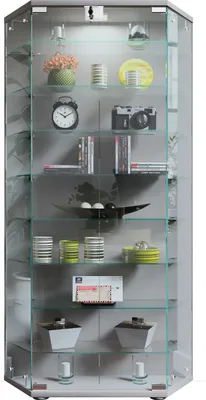Zdjęcie produktu dla Szklana obudowa stojąca | Etui na wyświetlacz Szkło z bezpiecznym szkłem ESG | Wymiary ok.  H. 114 x W. 83 x D. 17 cm | Stand case glass | Nowoczesne i oszczędne miejsce | Szklana szafka ekspozycyjna – Cenila XL