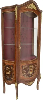 Produktbild von Casa Padrino Barock Glas Vitrine Vitrinenschrank 85 x H 180 cm - Barock Möbel - Vitrinenschrank - Wohnzimmerschrank Schrank Mahagoni