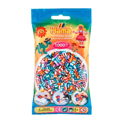 Produktbild von Hama Bügelperlen midi "Streifenperlen Mix 90" im Beutel 5,0 mm 1.000 Bügelperlen
