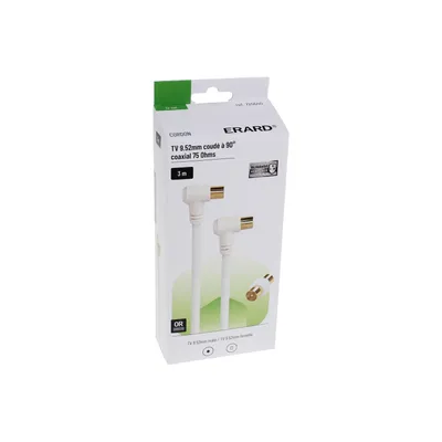 Produktbild von ERARD - Koaxialkabel TV 3mtr - 9,52 mm M/F gewinkelt 90° + Adapter - 724640