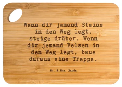 Produktbild von Mr. & Mrs. Panda Schneidebrett Spruch Stolpersteine im Alltag meistern - Transparent - Geschenk, Trost, Holzbrett, Zuversicht, positivity, Ermutigung, Vertrauem, Brett