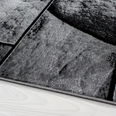 Produktbild von Kurzflor Teppich Paolo Läufer, Farbe: Schwarz, Größe:80x300 cm