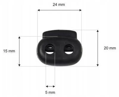 Produktbild von Kipa Kunststoff Doppel-Stopper für Kordel 5 mm, 10 Stück
