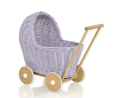 Produktbild von Puppenwagen aus Korbgeflecht - lila