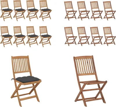 Image de vidaXL Chaises de jardin pliantes 8 pcs. avec coussin Bois massif Acacia - Chaise de jardin - Chaise pliante - Chaises pliantes