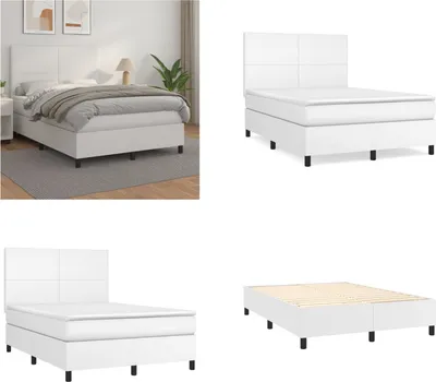 Produktbild von vidaXL Boxspringbett mit Matratze Weiß 140x200 cm Kunstleder - Boxspringbett - Boxspringbetten - Bett - Schlafzimmermöbel