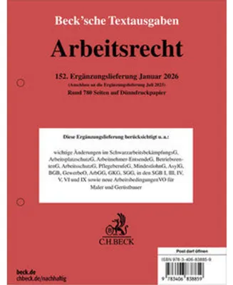Produktbild von Arbeitsrecht 152. Ergänzungslieferung