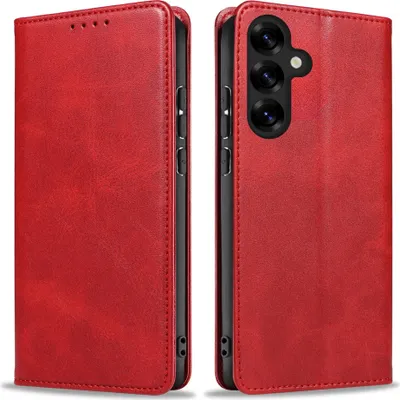 Produktbild von Handyhülle für Samsung Galaxy S25+ Kunstleder Flip Cover Hülle Handytasche Case Kartenfach Farbe: Rot