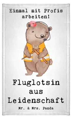 Produktbild von Mr. & Mrs. Panda Frotteetuch Fluglotsin Leidenschaft - Weiß - Geschenk, Handtuch, Spruch, Ausbildung, Gästetuch, Gästehandtuch 30x50, Gäste-WC, Klein, Flugsicherung