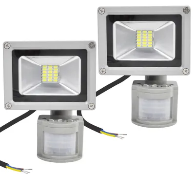 Produktbild von Greenmigo 2pcs 20W LED Fluter SMD Strahler mit PIR Bewegungsmelder,120° Fluter IP65 Wasserdicht Aluminiumkörper Grau Kaltweiß