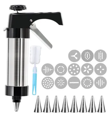 Produktbild von Kekspresse aus Edelstahl, Ausstechform-Set für Anfänger, Teigausstecher mit ergonomischem Griff, Keksdekorationswerkzeug