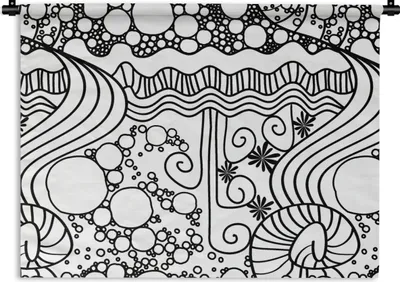 Produktbild von MuchoWow® Wandteppich Wandbehang Muster - Abstrakt - Linienkunst - Schwarz und Weiß 60x45 cm Tapisserie Dekoration Wandtuch - Das Schlafzimmer
