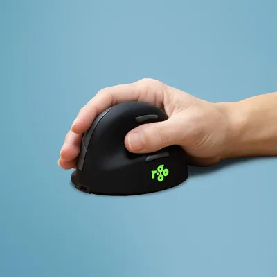 Produktbild von R-Go Maus HE ergonomisch rechts Bluetooth groß    schw./silb retail