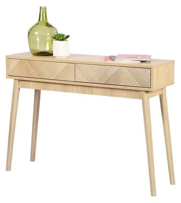 Image de Console 2 tiroirs bois clair - Style scandinave - Meuble d'entrée