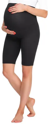 Produktbild von Be Mammy Damen Kurze Umstandsleggings BE20-259 (Schwarz, M)