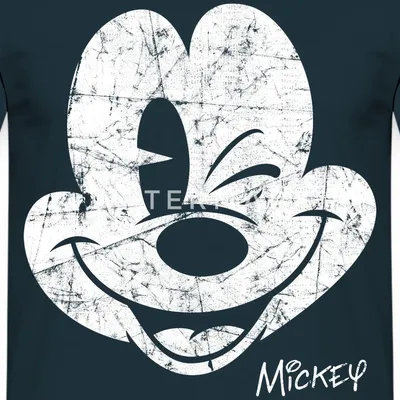 Produktbild von Mickey & Minnie Retro Mickey Mouse Zwinkernd Männer T-Shirt, L, Navy