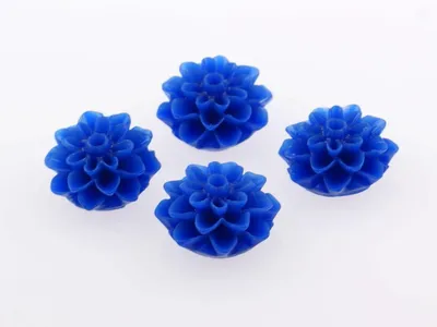 Produktbild von Vintageparts Cabochon Blume blau 15 mm, 4 Stück