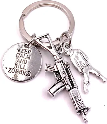 Obrázok produktu pre Onwomania Kľúčenka Kill Zombies Gamer Silver Metal Pendant Charm