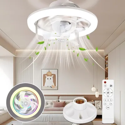 Produktbild von Deckenventilator, Lampe mit Ventilator, Deckenleuchte Ventilator, mit Fernbedienung, 16 Farbtemperatur, Timer und 3 Windstufen, für Schlafzimmer Büro