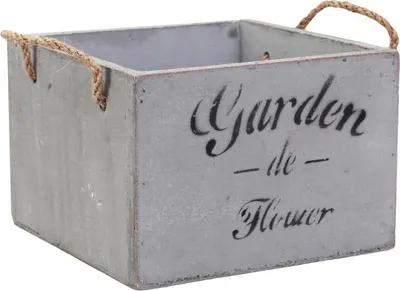 Zdjęcie produktu dla Drewniana Mini Osłonka na Kwiaty Garden z Uchwytami ze Sznura