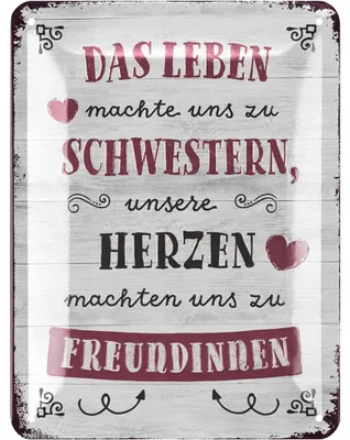 Produktbild von LANOLU retro Blechschild Schwester, Geschenk Schwester, Spruch für Schwesterherz, vintage Metallschilder Spruch Lieblingsschwester 15x20cm