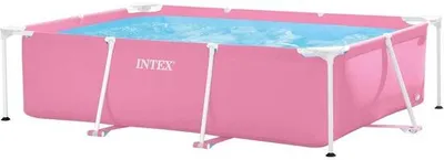 Produktbild von Famanu Rechteckiges Frame Schwimmbecken 2,2 m x 1,5 m x 60 cm - Rosa Kinderpool