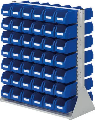 Produktbild von Stationäre Regalwand - Schlitzwand für Sichtlagerkästen - beidseitig - mit 84 Kästen bestückt - 1.100 x 1.000 x 430 mm (HxBxT)