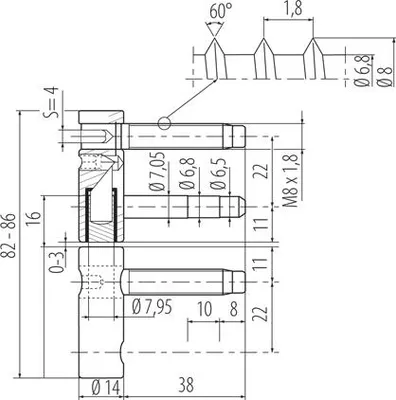 Zdjęcie produktu dla Zawias wkręcany Pol-soft z regulacją fi 14 biały ocynkowany F-848-00-00/A w8005(Zestaw)