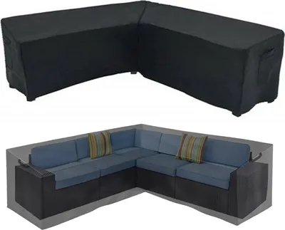 Produktbild von Gartenmöbel Abdeckung UV Beständiges Schutzhülle Wasserdicht Winddicht für Outdoor Loungemöbel L-Form 286x286x82cm