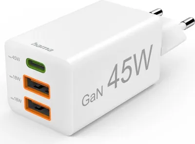 Produktbild von Hama Netzteil, USB-C+USB-A, 45W weiss