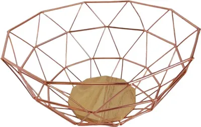 Zdjęcie produktu dla Druciany kosz z drewnianą podstawą 30,2x15x28,7cm