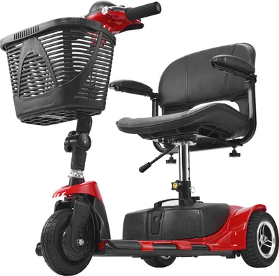 Image de SucceBuy scooter électrique à 3 roues, scooter pliable pour seniors avec une autonomie de 20 km, scooter de mobilité pour différents terrains, fauteuil roulant de voyage avec roues antidérapantes, capacité de montée de 9° & capacité de charge de 120 kg, 940x500x840 mm