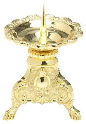 Altarkerzenhalter, Messing vergoldet, 15 cm, mit Spitze