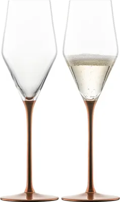 Immagine prodotto di Eisch Champagnerglas 2er Set Kaya, mit Moussierpunkt, Schaumweinglas, Glas, Kupfer, 260 ml, 77351869