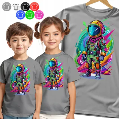 Obrázek produktu pro Dětské tričko - Astronaut - Kreslený barevný vzor - S